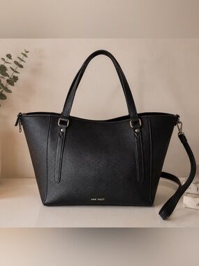 Nine West Black Pebbled Tote Bag Shoulder Bag